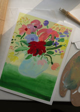 Katy Smail - Flowers on Green Tablecloth