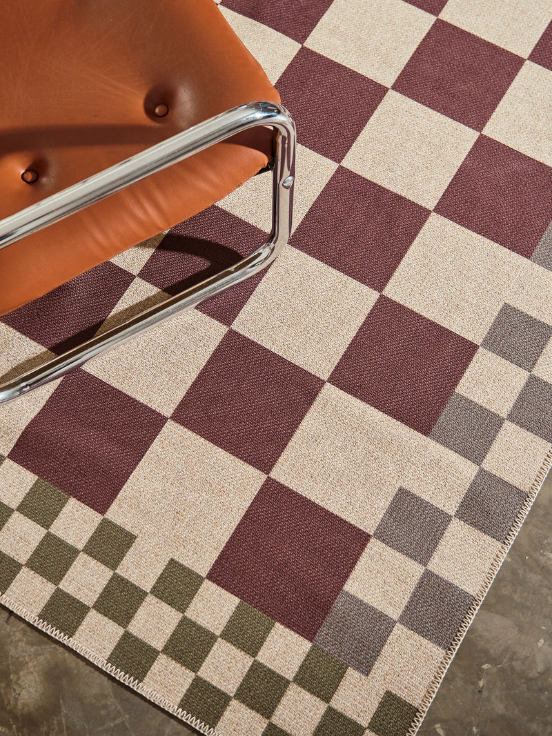 Checkered Burgundy New Jute Rug