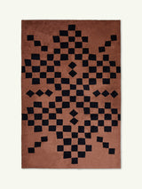 Checking Brown Cotton Feel Rug