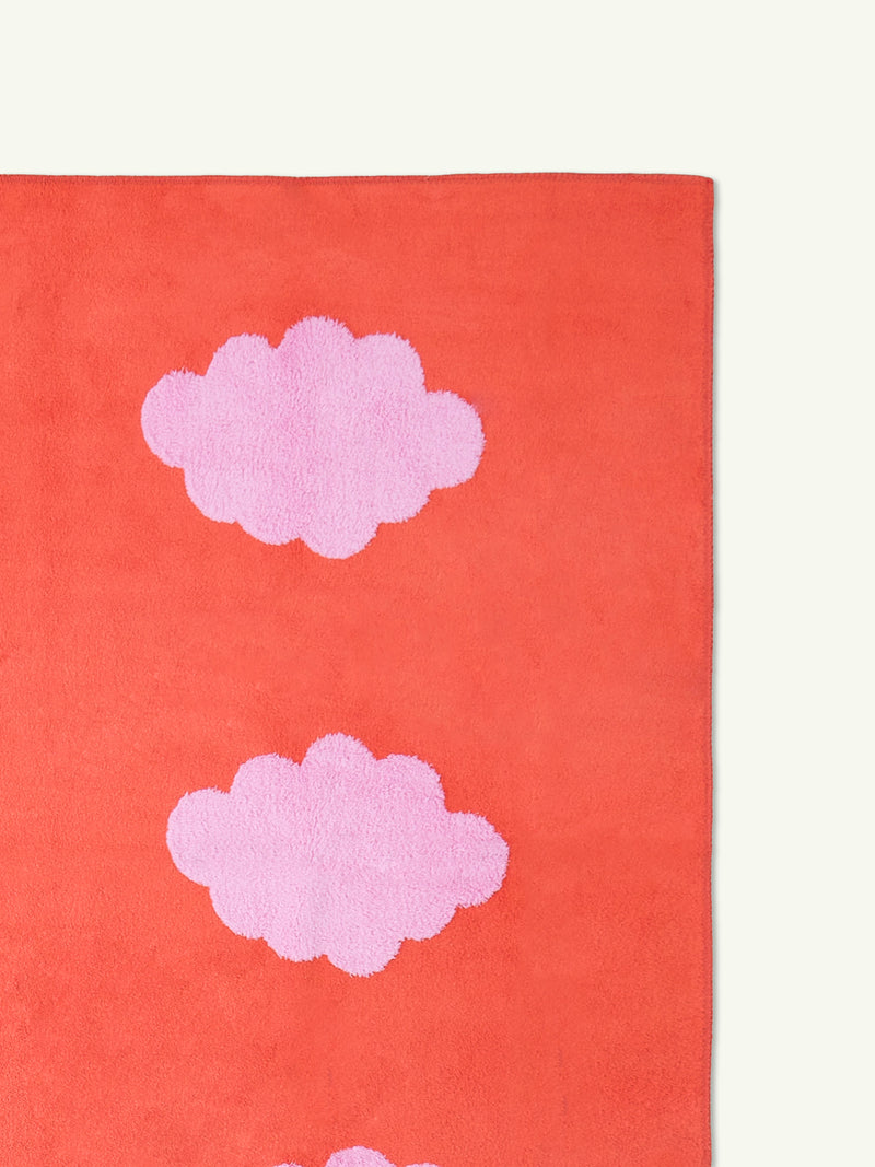 Clouds Red Cotton Feel Rug