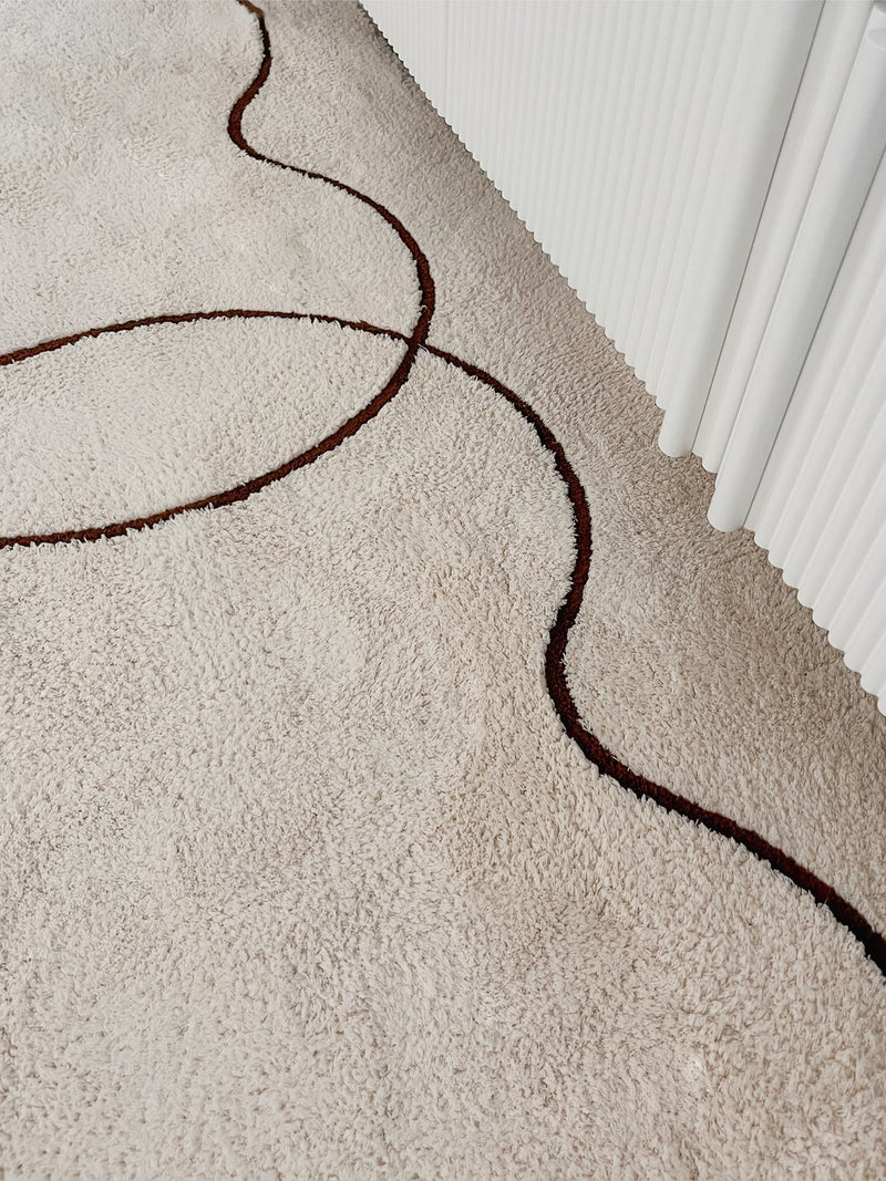 Focused Cream Cotton Feel Rug