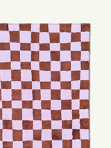 Micro Check Dusty Pink Cotton Feel Rug