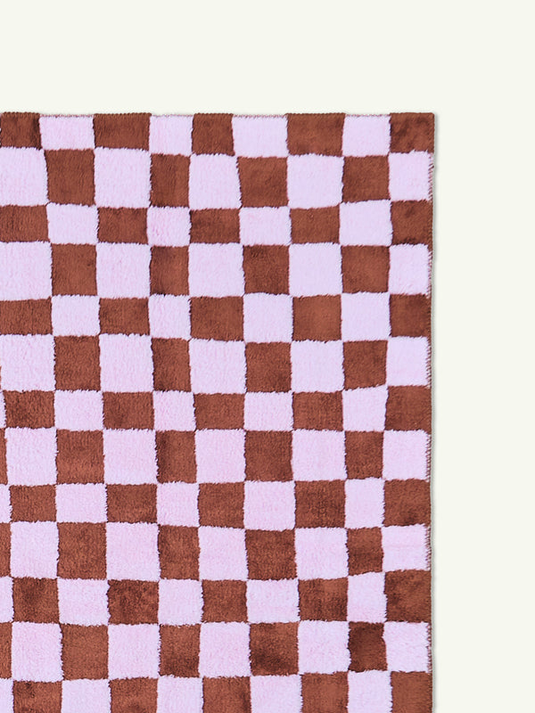 Micro Check Dusty Pink Cotton Feel Rug