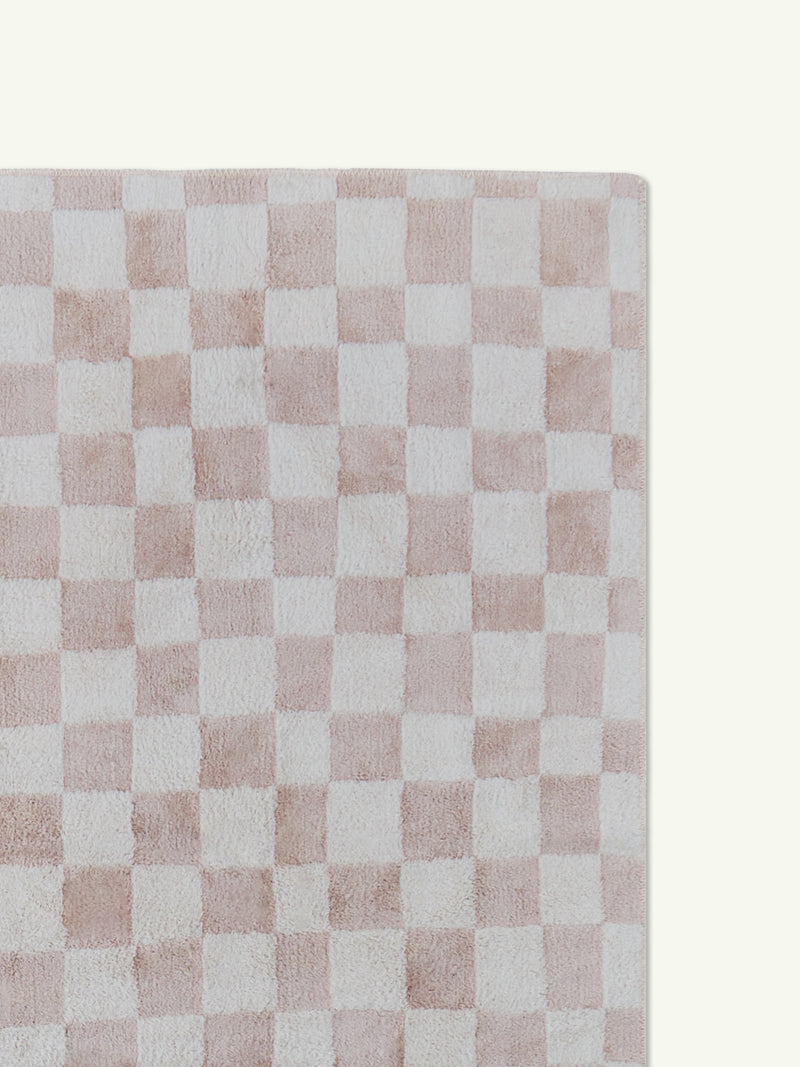 Micro Check Nude Cotton Feel Rug