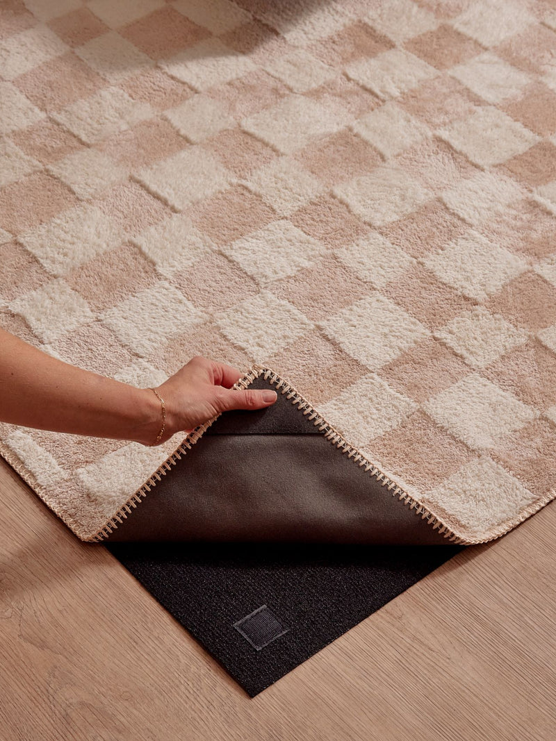 Micro Check Nude Cotton Feel Rug